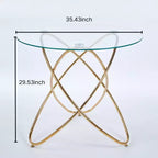 Table d'appoint de canapé avec pied en métal et verre trempé, table de cuisine moderne peu encombrante pour salon, bureau, balcon