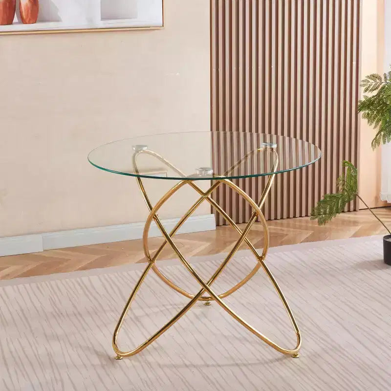 Table d'appoint de canapé avec pied en métal et verre trempé, table de cuisine moderne peu encombrante pour salon, bureau, balcon