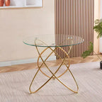 Table d'appoint de canapé avec pied en métal et verre trempé, table de cuisine moderne peu encombrante pour salon, bureau, balcon