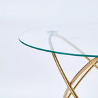 Table d'appoint de canapé avec pied en métal et verre trempé, table de cuisine moderne peu encombrante pour salon, bureau, balcon