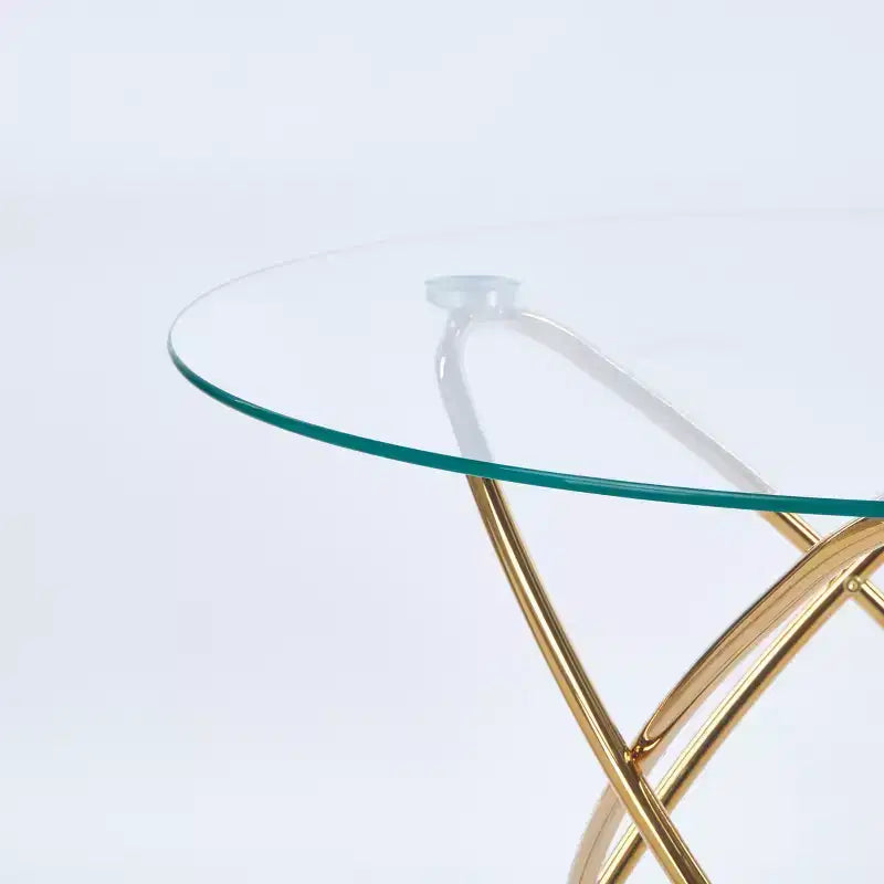 Table d'appoint de canapé avec pied en métal et verre trempé, table de cuisine moderne peu encombrante pour salon, bureau, balcon