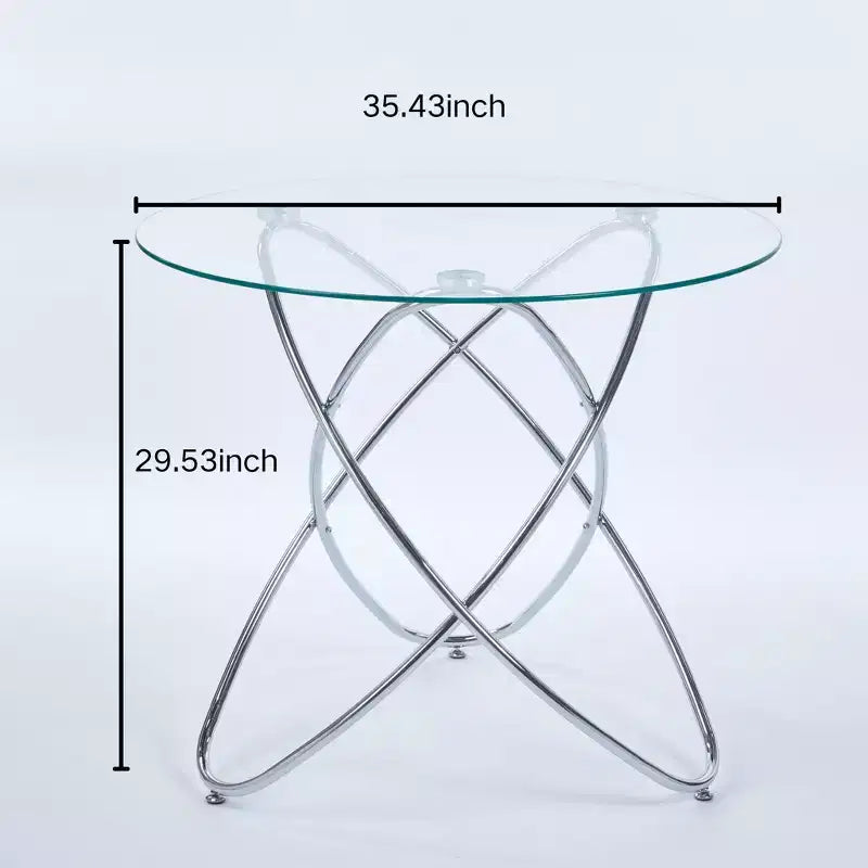 Table d'appoint de canapé avec pied en métal et verre trempé, table de cuisine moderne peu encombrante pour salon, bureau, balcon