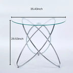 Table d'appoint de canapé avec pied en métal et verre trempé, table de cuisine moderne peu encombrante pour salon, bureau, balcon