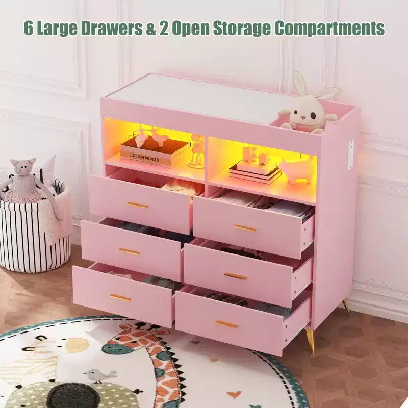 Commode à langer pour bébé avec tiroirs, avec prise de courant et station à langer, organisateur de chambre d'enfant pour nouveau-nés et nourrissons