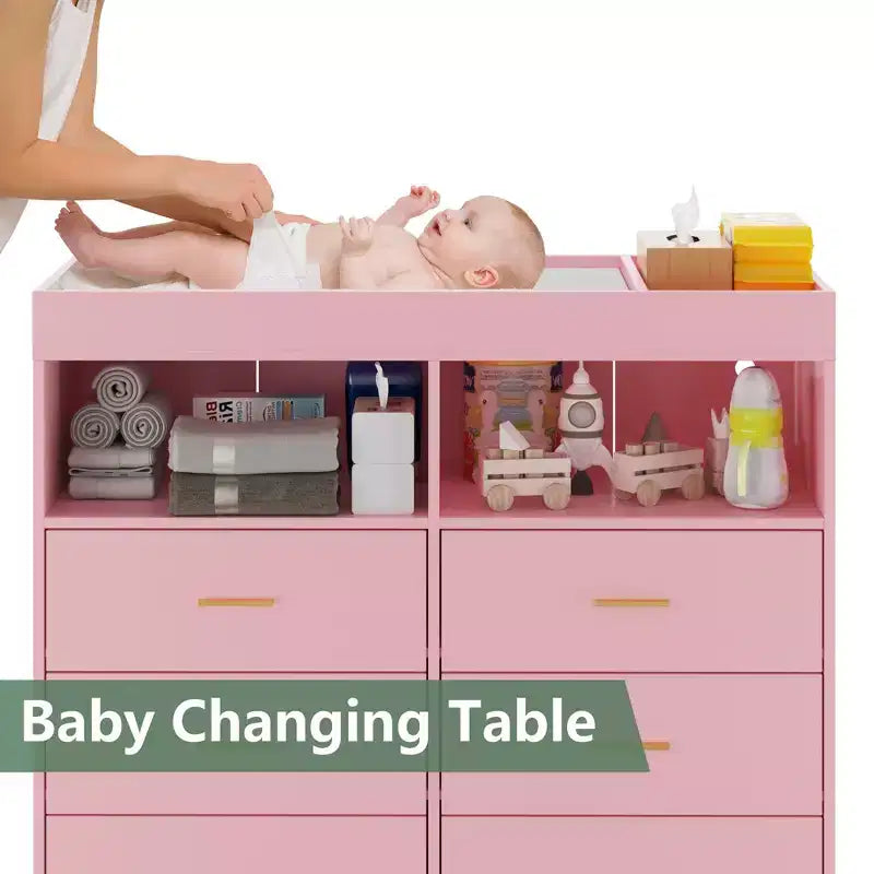 Commode à langer pour bébé avec tiroirs, avec prise de courant et station à langer, organisateur de chambre d'enfant pour nouveau-nés et nourrissons
