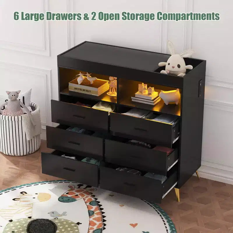 Commode à langer pour bébé avec tiroirs, avec prise de courant et station à langer, organisateur de chambre d'enfant pour nouveau-nés et nourrissons