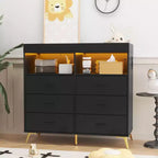 Table Dresser with Drawers, Baby Dresser with Changing Table Top, Power Outlet, Diaper Changing Station Nursery Organizer for Infants Newborn