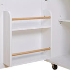 Dessertes de cuisine roulantes avec rangement, îlots de cuisine sur roulettes avec étagère tour réglable, chariots de cuisine avec plateau en bois et étagère de rangement