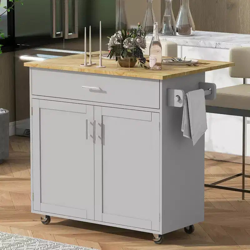Dessertes de cuisine roulantes avec rangement, îlots de cuisine sur roulettes avec étagère tour réglable, chariots de cuisine avec plateau en bois et étagère de rangement