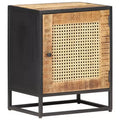 vidaXL Bedside Cabinet 15.7x11.8x19.7 Rough Mango Wood and Natural Cane