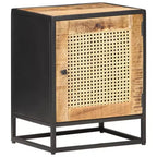 vidaXL Table de chevet 40x30x50 cm Bois de manguier brut et rotin naturel