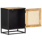 vidaXL Table de chevet 40x30x50 cm Bois de manguier brut et rotin naturel
