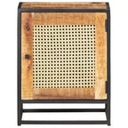vidaXL Table de chevet 40x30x50 cm Bois de manguier brut et rotin naturel