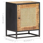 vidaXL Table de chevet 40x30x50 cm Bois de manguier brut et rotin naturel