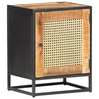 vidaXL Table de chevet 40x30x50 cm Bois de manguier brut et rotin naturel