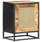 vidaXL Table de chevet 40x30x50 cm Bois de manguier brut et rotin naturel