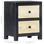 vidaXL Table de chevet sculptée à la main Gris 40x30x50 cm Bois de manguier massif