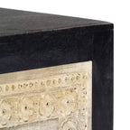vidaXL Table de chevet sculptée à la main Gris 40x30x50 cm Bois de manguier massif