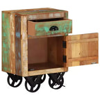 vidaXL Table de chevet à roulettes 40x30x57 cm Bois de récupération massif
