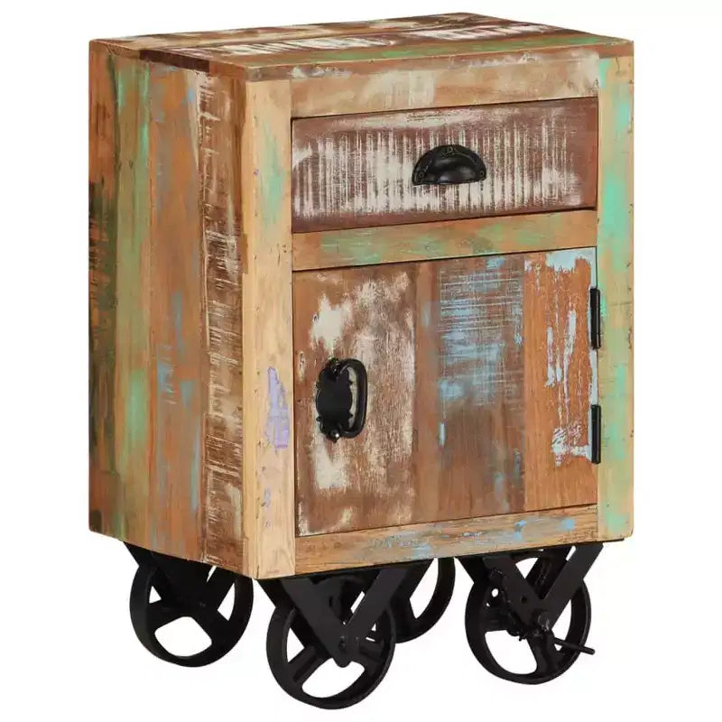 vidaXL Table de chevet à roulettes 40x30x57 cm Bois de récupération massif