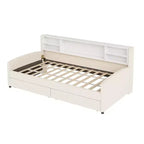 Lit de repos jumeau Bellemave avec 2 tiroirs de rangement et rangement latéral, lit jumeau rembourré en velours pour enfants et tout-petits