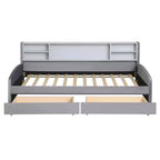 Lit de repos jumeau Bellemave avec 2 tiroirs de rangement et rangement latéral, lit jumeau rembourré en velours pour enfants et tout-petits