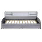 Lit de repos jumeau Bellemave avec 2 tiroirs de rangement et rangement latéral, lit jumeau rembourré en velours pour enfants et tout-petits
