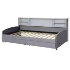 Lit de repos jumeau Bellemave avec 2 tiroirs de rangement et rangement latéral, lit jumeau rembourré en velours pour enfants et tout-petits