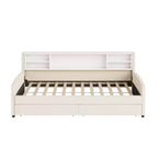Lit de repos jumeau Bellemave avec 2 tiroirs de rangement et rangement latéral, lit jumeau rembourré en velours pour enfants et tout-petits