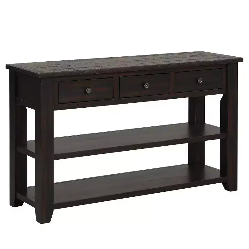 Console vintage 48" avec rangement, table de canapé moderne avec plateau en bois massif pour entrée, salon ou couloir - Panipeachy