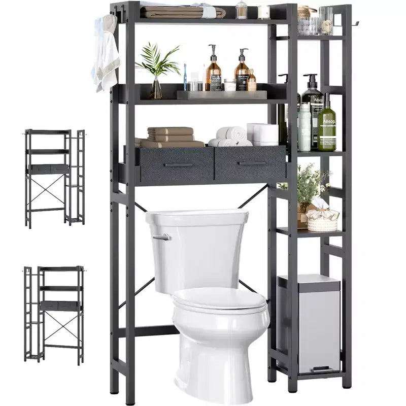 Besiost Over Toilet Storage Shelves with Fabric Drawers, Freestanding Bathroom Organizer
