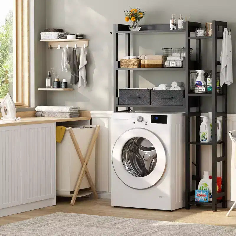 Étagères de rangement Besiost à placer au-dessus des toilettes avec tiroirs en tissu, Organisateur de salle de bain autoportant