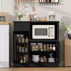 Bahut de rangement avec 3 portes, 1 tiroir et étagères réglables pour cuisine, salle à manger, salon et couloir, noir