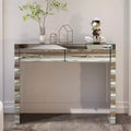 39 Modern Mirrored Console Table with 2 Drawers, Curved Glass Dressing Table, Entryway or Sofa Table for Hallway & Living Room-Panipeachy