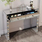 Panipeachy - Console Miroir Moderne 39 po avec 2 Tiroirs, Coiffeuse en Verre Courbé, Table d'Entrée ou de Canapé pour Couloir et Salon