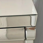 Panipeachy - Console Miroir Moderne 39 po avec 2 Tiroirs, Coiffeuse en Verre Courbé, Table d'Entrée ou de Canapé pour Couloir et Salon