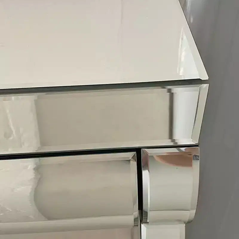 Panipeachy - Console Miroir Moderne 39 po avec 2 Tiroirs, Coiffeuse en Verre Courbé, Table d'Entrée ou de Canapé pour Couloir et Salon
