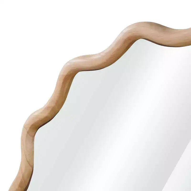 Miroir décoratif rond ondulé Whisen 36, cadre en bois massif, entrée