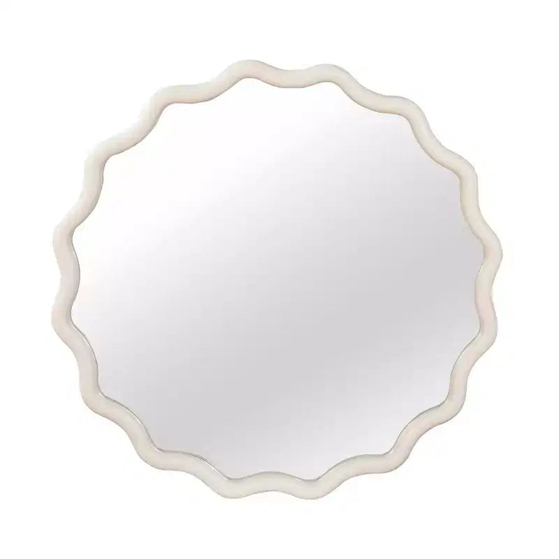 Miroir décoratif rond ondulé Whisen 36, cadre en bois massif, entrée