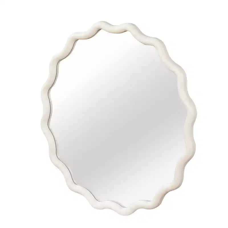 Miroir décoratif rond ondulé Whisen 36, cadre en bois massif, entrée