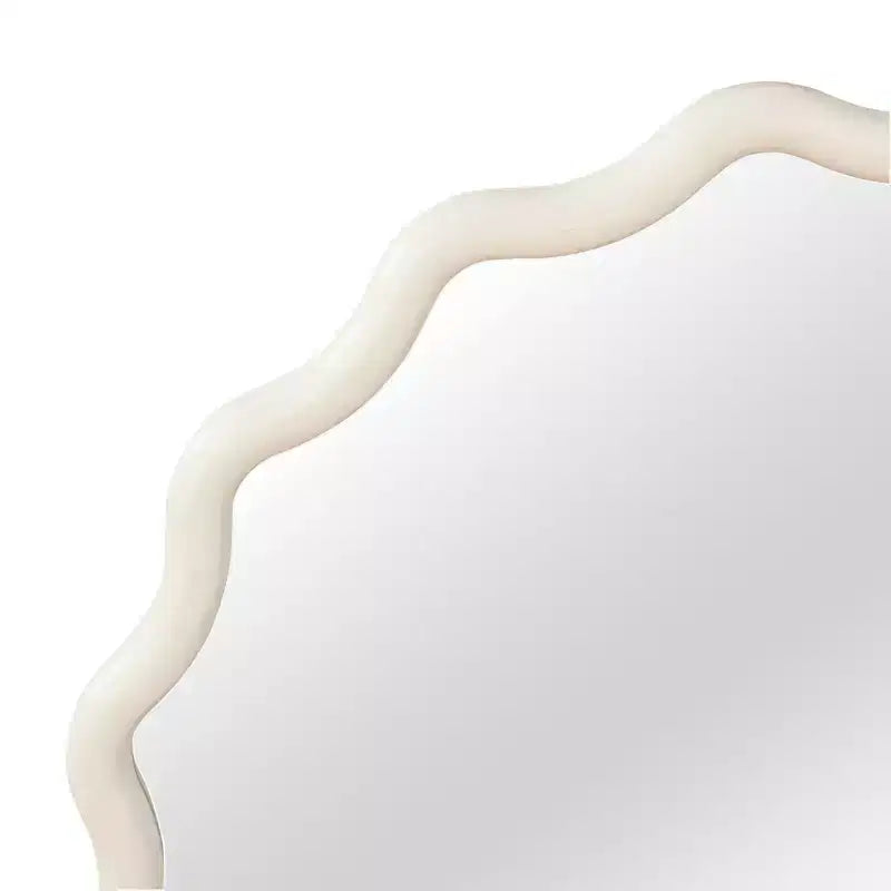Miroir décoratif rond ondulé Whisen 36, cadre en bois massif, entrée