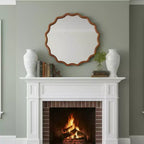 Miroir décoratif rond ondulé Whisen 36, cadre en bois massif, entrée