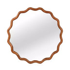 Miroir décoratif rond ondulé Whisen 36, cadre en bois massif, entrée