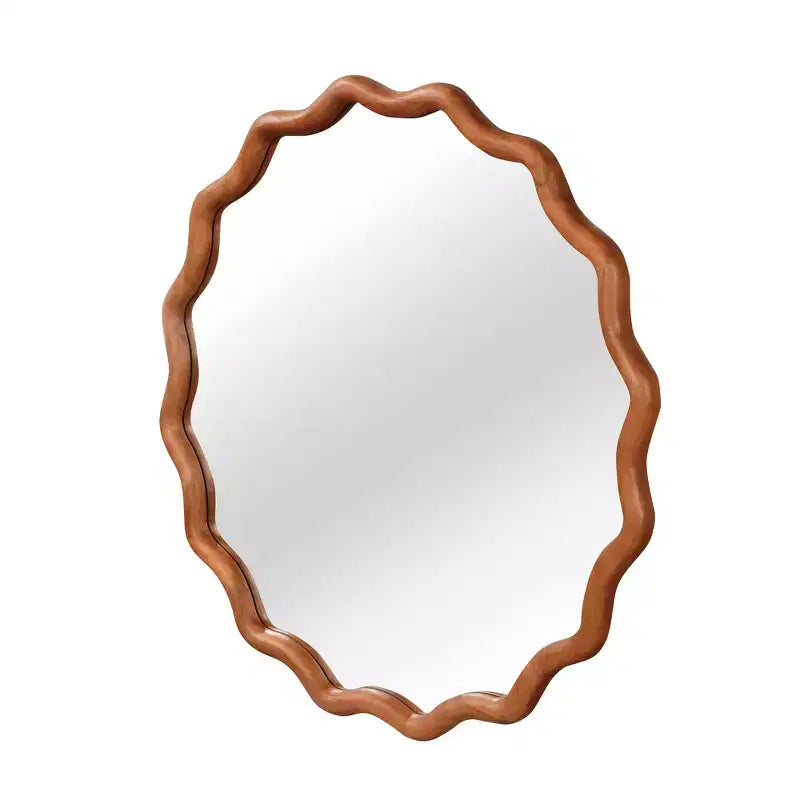 Miroir décoratif rond ondulé Whisen 36, cadre en bois massif, entrée