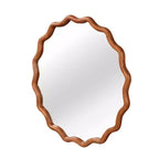 Miroir décoratif rond ondulé Whisen 36, cadre en bois massif, entrée