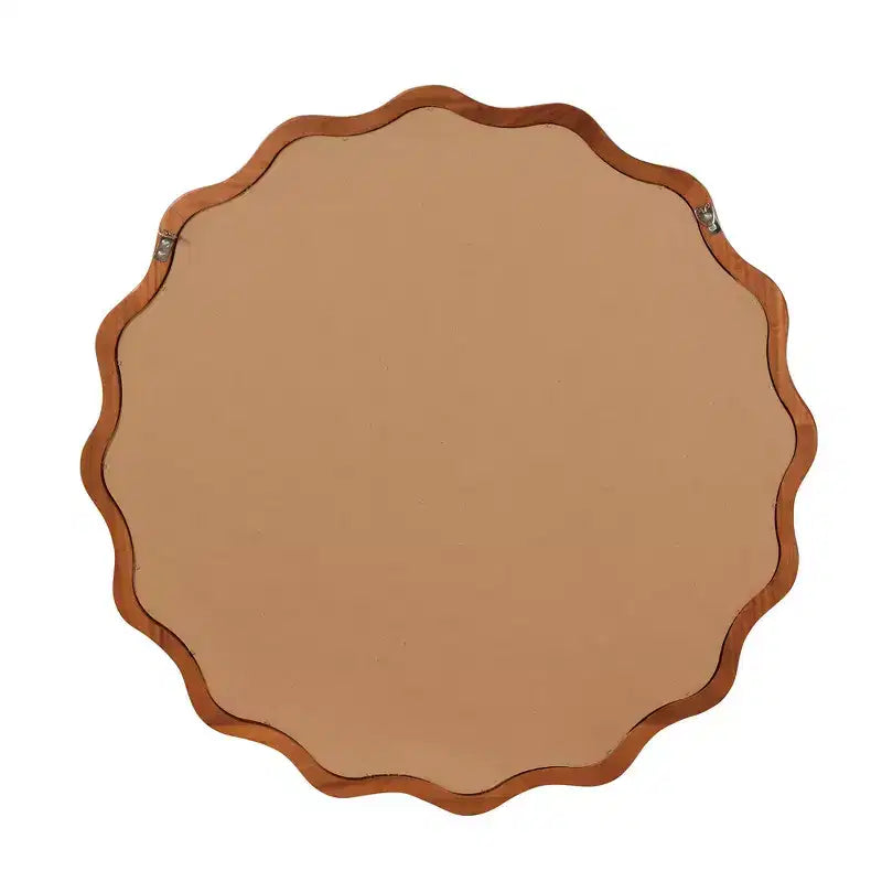 Miroir décoratif rond ondulé Whisen 36, cadre en bois massif, entrée