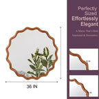 Miroir décoratif rond ondulé Whisen 36, cadre en bois massif, entrée