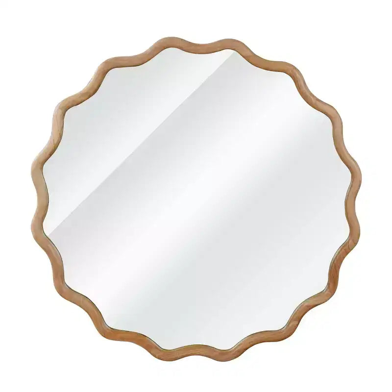 Miroir décoratif rond ondulé Whisen 36, cadre en bois massif, entrée