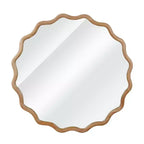 Miroir décoratif rond ondulé Whisen 36, cadre en bois massif, entrée