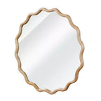 Miroir décoratif rond ondulé Whisen 36, cadre en bois massif, entrée